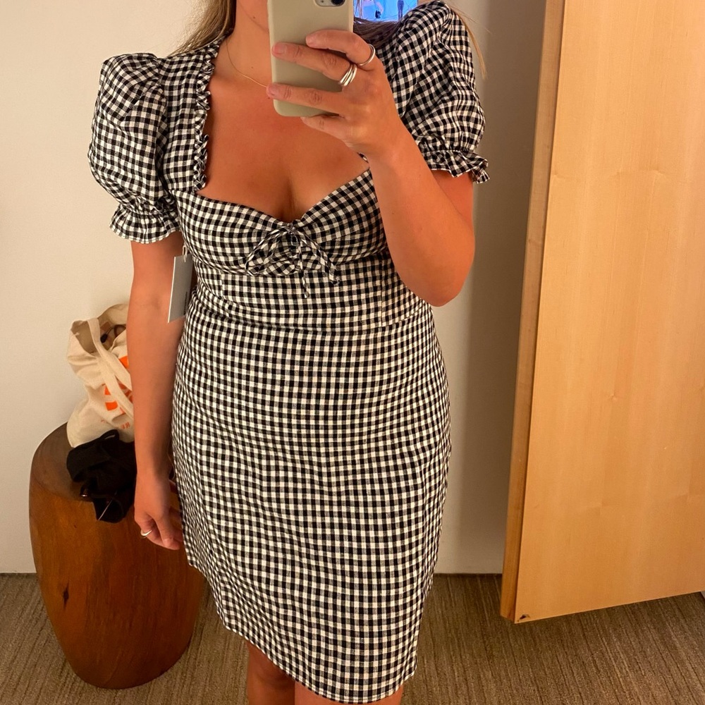 reformation linen gingham dress